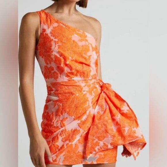 Reverse Orange & White Pattern mini dress size 12 H2 - Picture 1 of 15